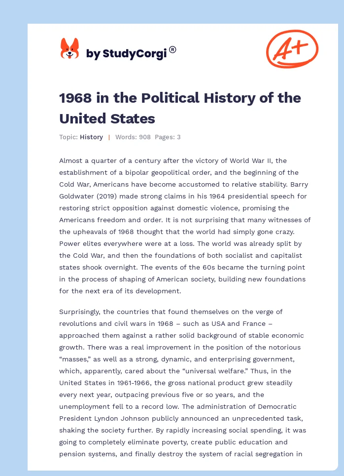1968 in the Political History of the United States. Page 1
