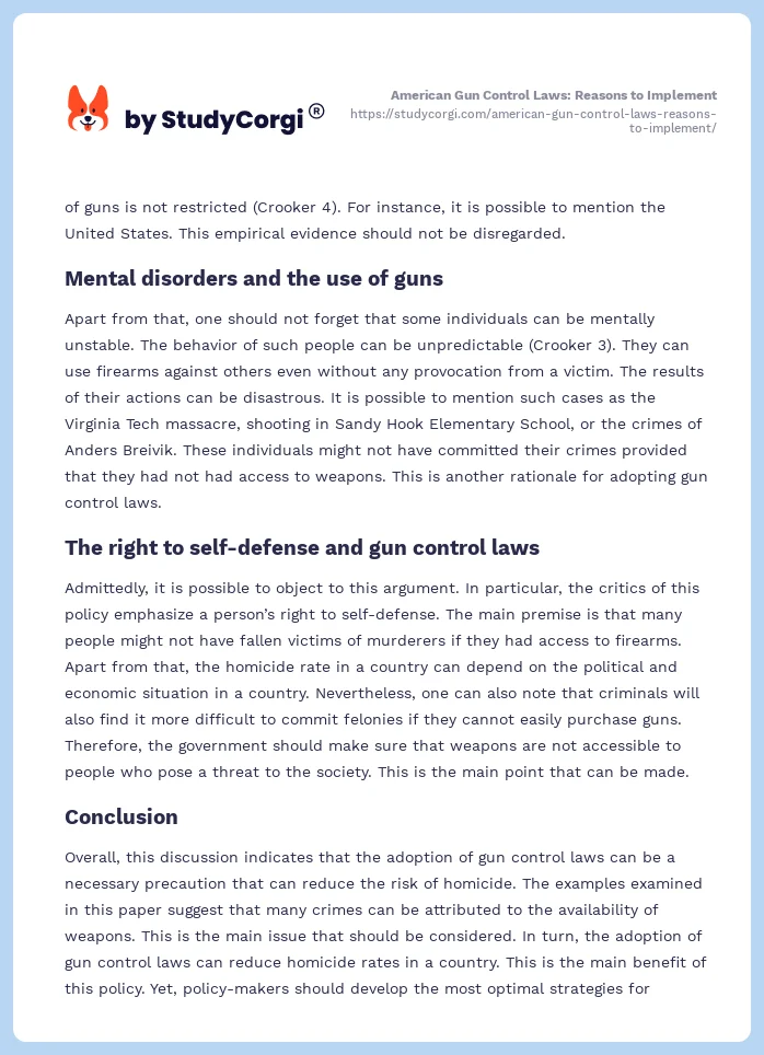 American Gun Control Laws: Reasons to Implement. Page 2