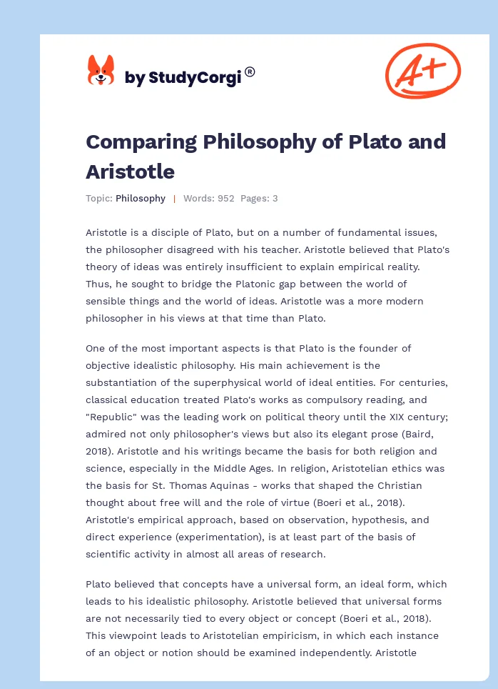 Comparing Philosophy of Plato and Aristotle. Page 1