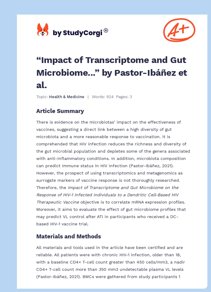 “Impact of Transcriptome and Gut Microbiome...” by Pastor-Ibáñez et al.. Page 1