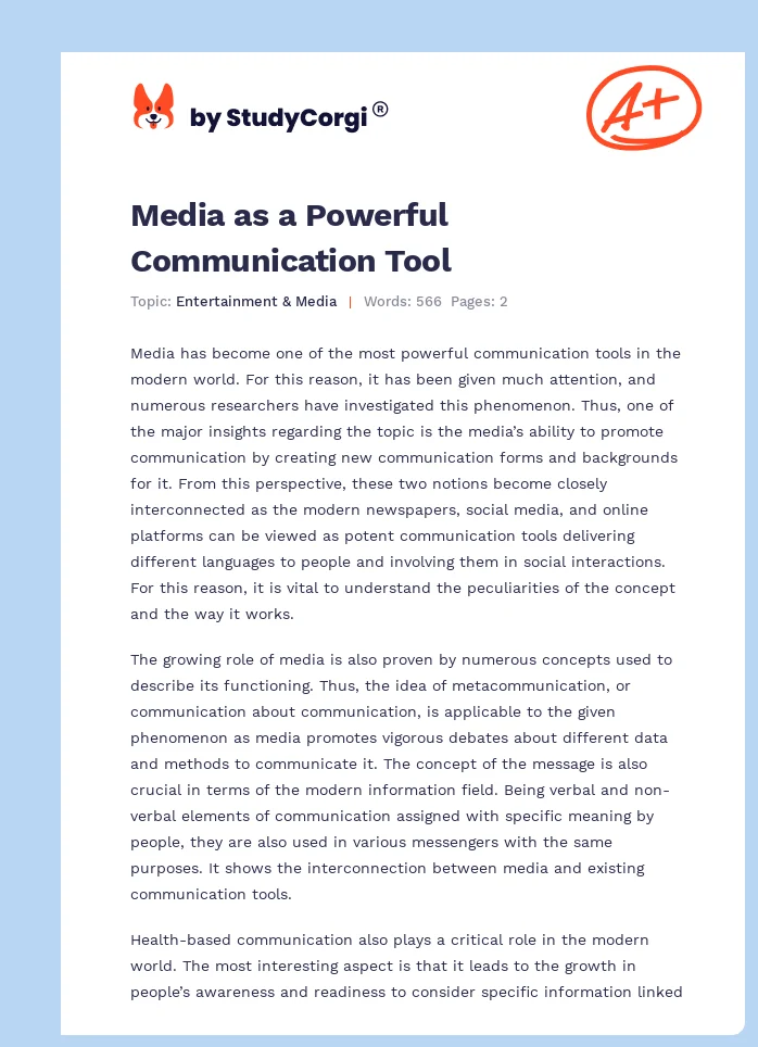 Media as a Powerful Communication Tool. Page 1