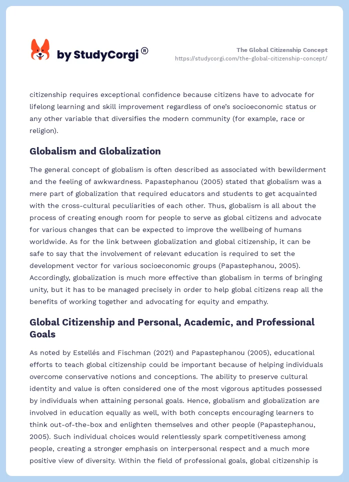 The Global Citizenship Concept. Page 2