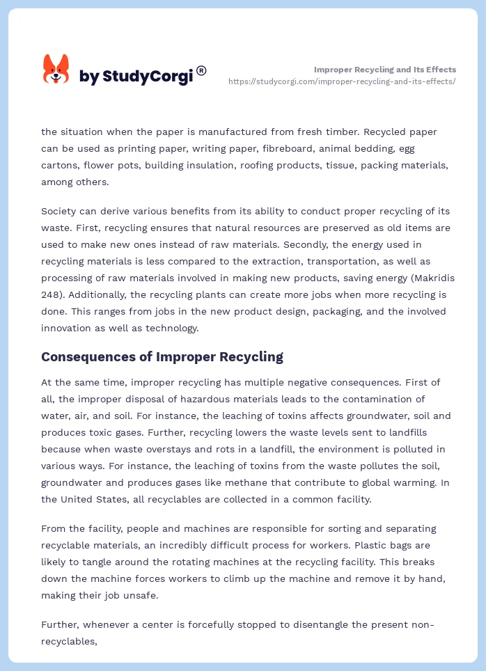 Improper Recycling and Its Effects. Page 2