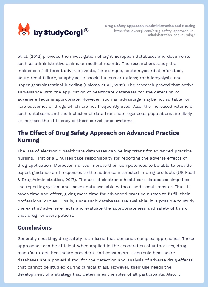 Drug Safety Approach in Administration and Nursing. Page 2