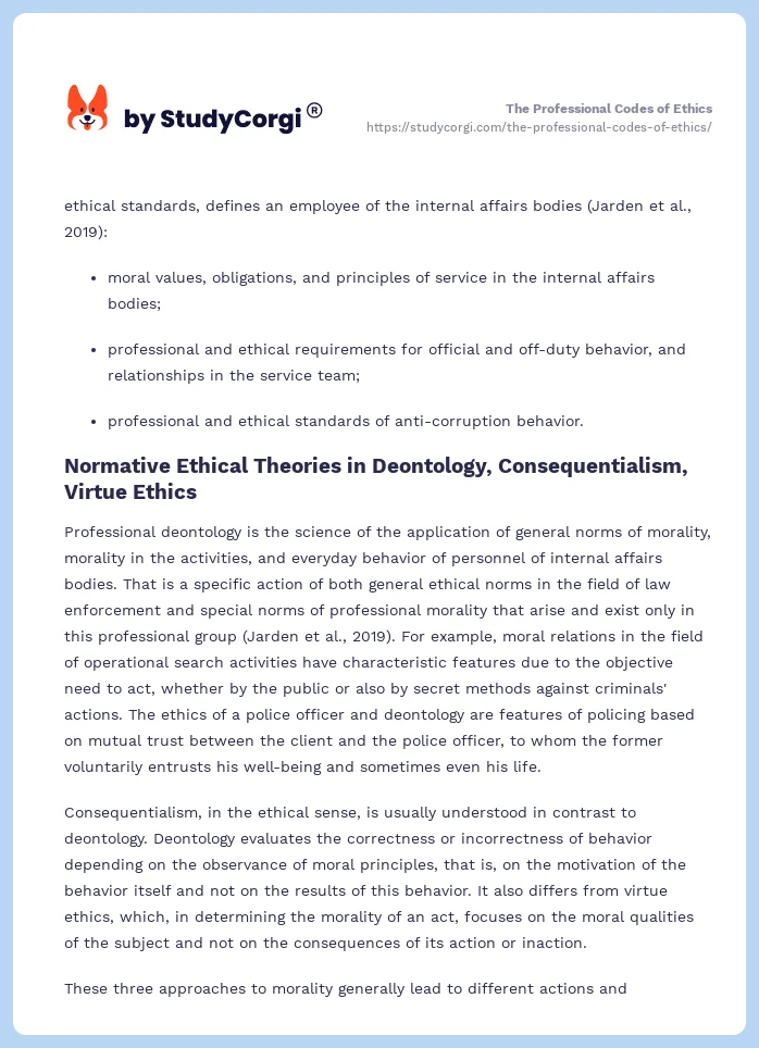 The Professional Codes of Ethics. Page 2