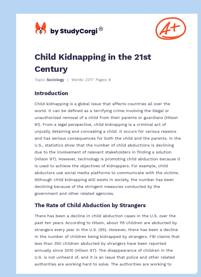 Child Kidnapping in the 21st Century. Page 1