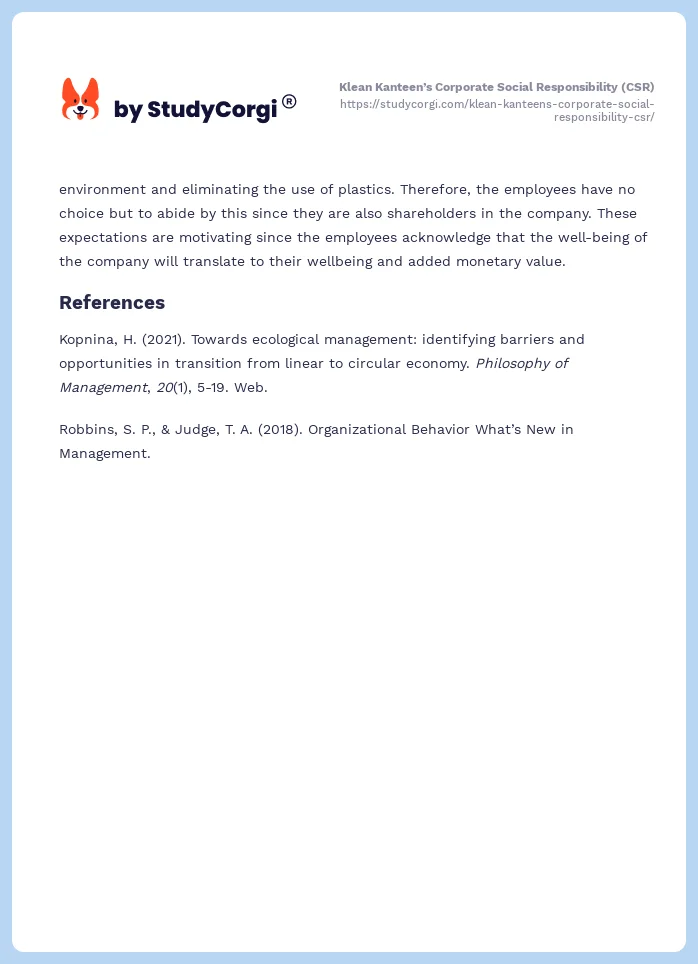 Klean Kanteen’s Corporate Social Responsibility (CSR). Page 2
