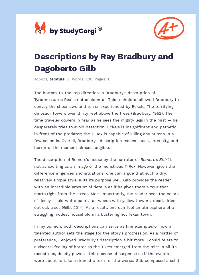 Descriptions by Ray Bradbury and Dagoberto Gilb. Page 1