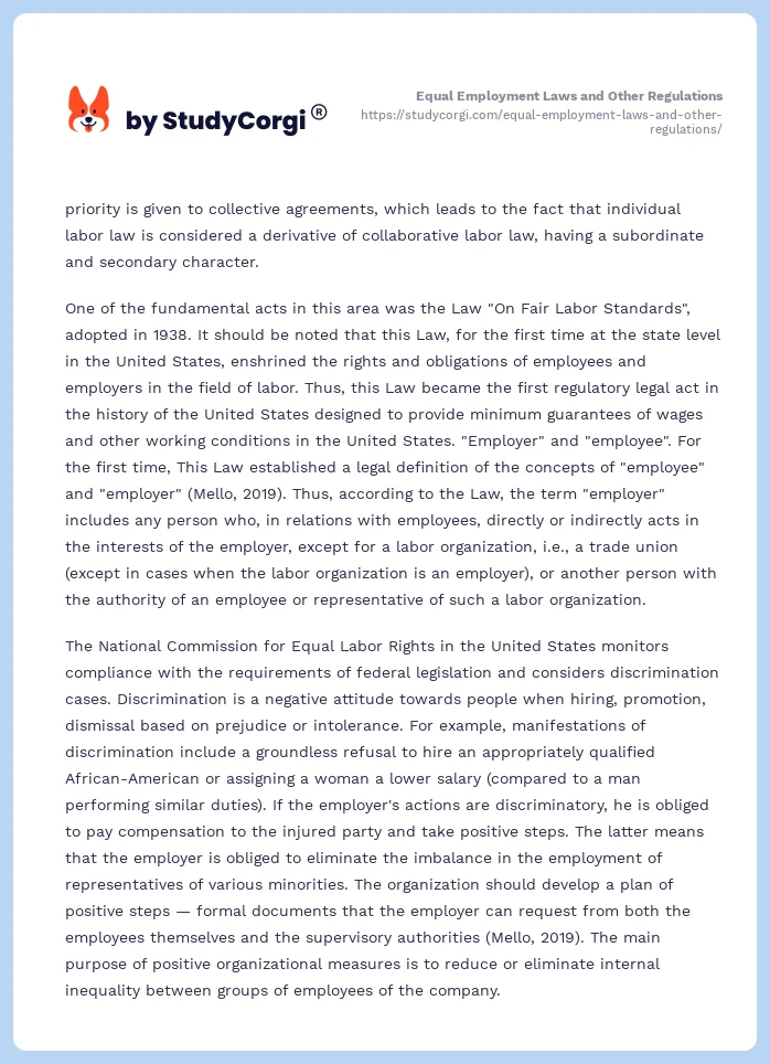 Equal Employment Laws and Other Regulations. Page 2