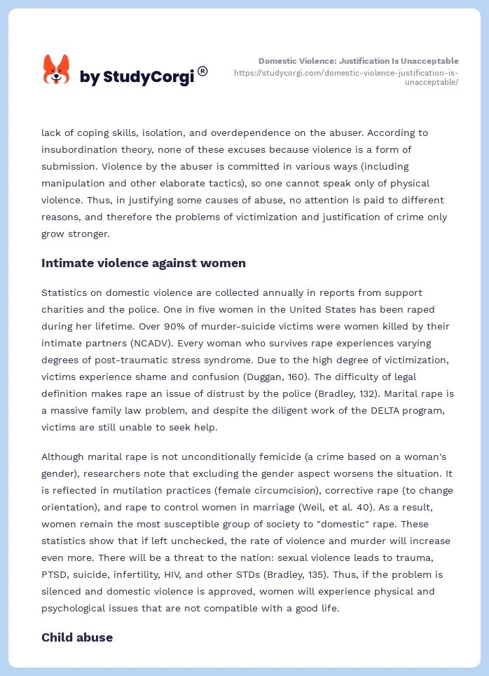 Domestic Violence: Justification Is Unacceptable. Page 2