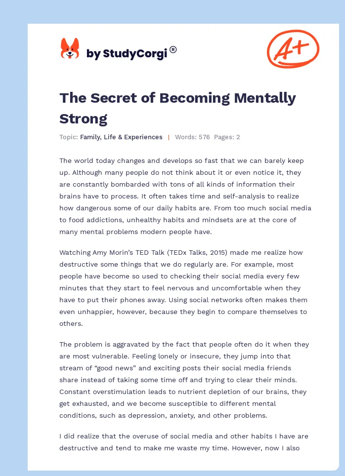 The Secret of Becoming Mentally Strong. Page 1