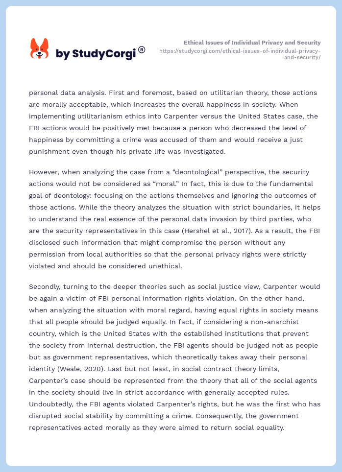 Ethical Issues of Individual Privacy and Security. Page 2