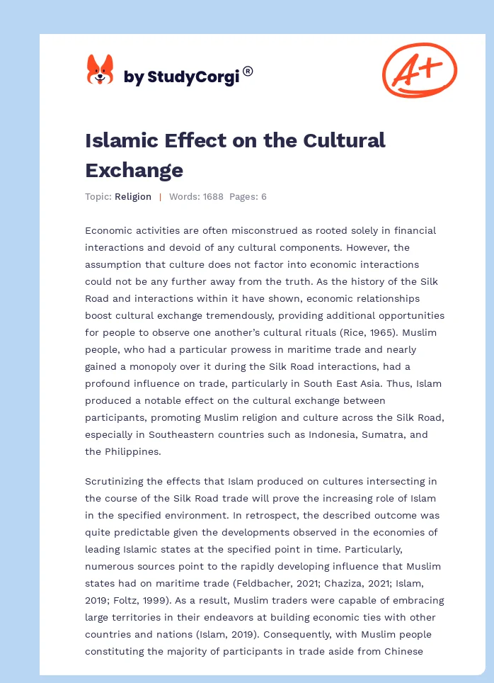 Islamic Effect on the Cultural Exchange. Page 1