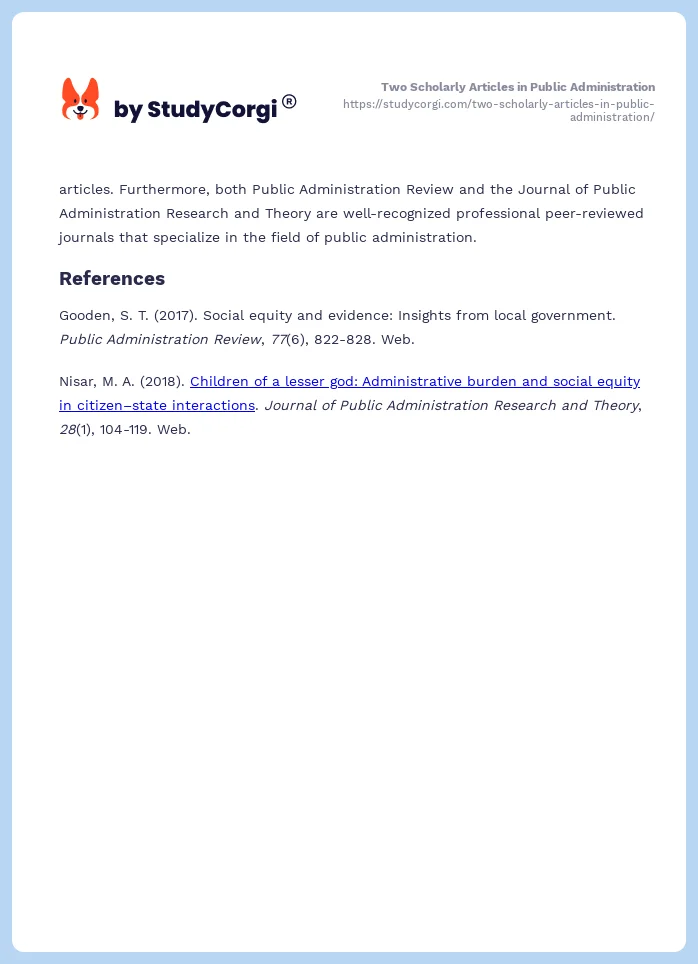 Two Scholarly Articles in Public Administration. Page 2