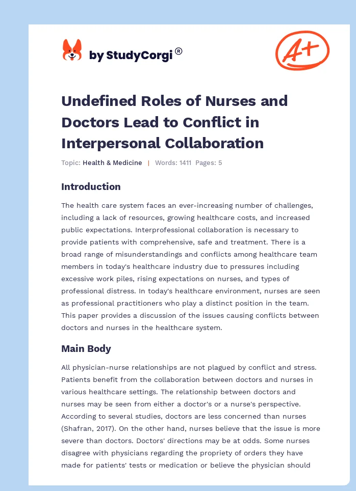 Undefined Roles of Nurses and Doctors Lead to Conflict in Interpersonal Collaboration. Page 1