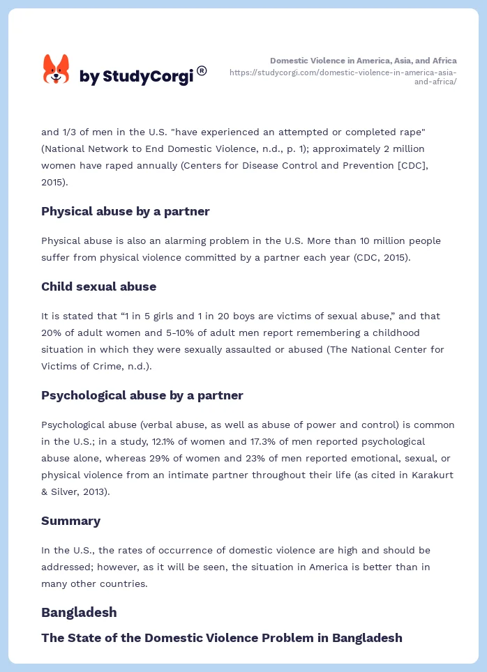 Domestic Violence in America, Asia, and Africa. Page 2