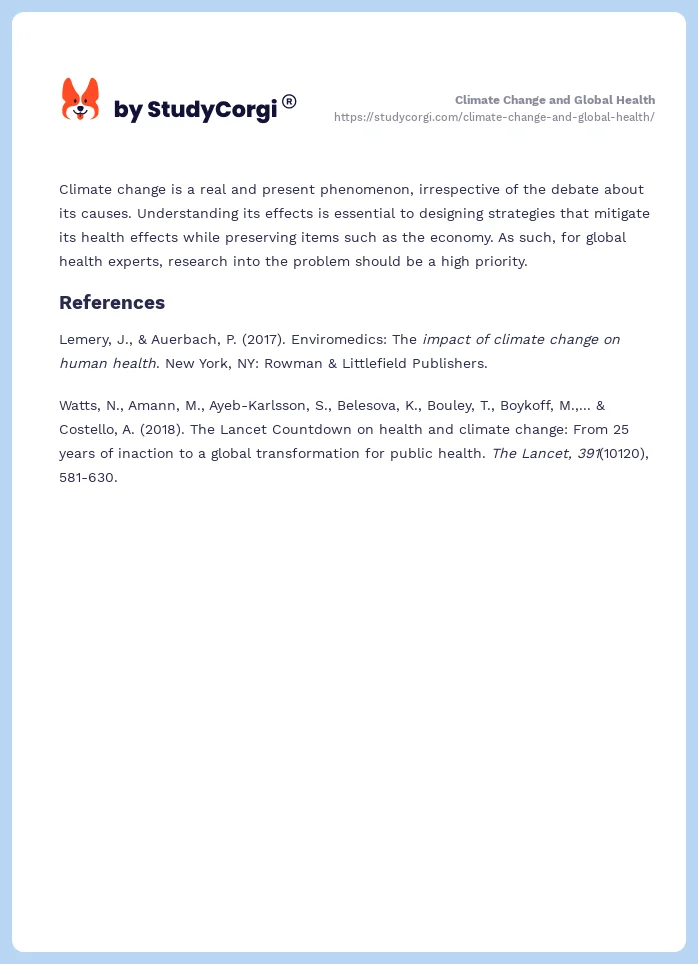 Climate Change and Global Health. Page 2