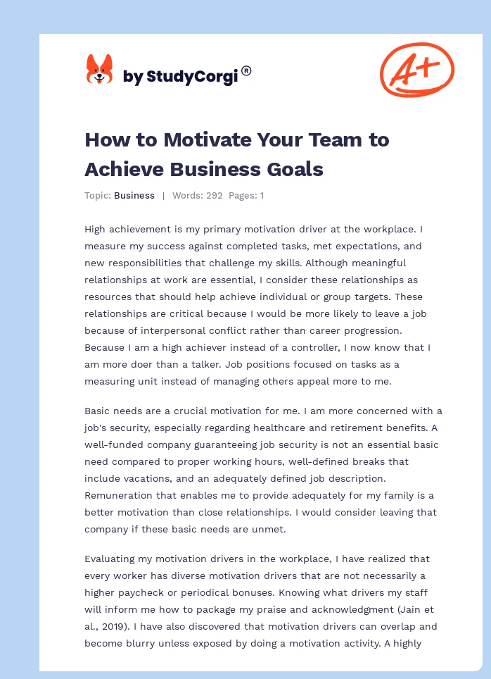 How to Motivate Your Team to Achieve Business Goals. Page 1