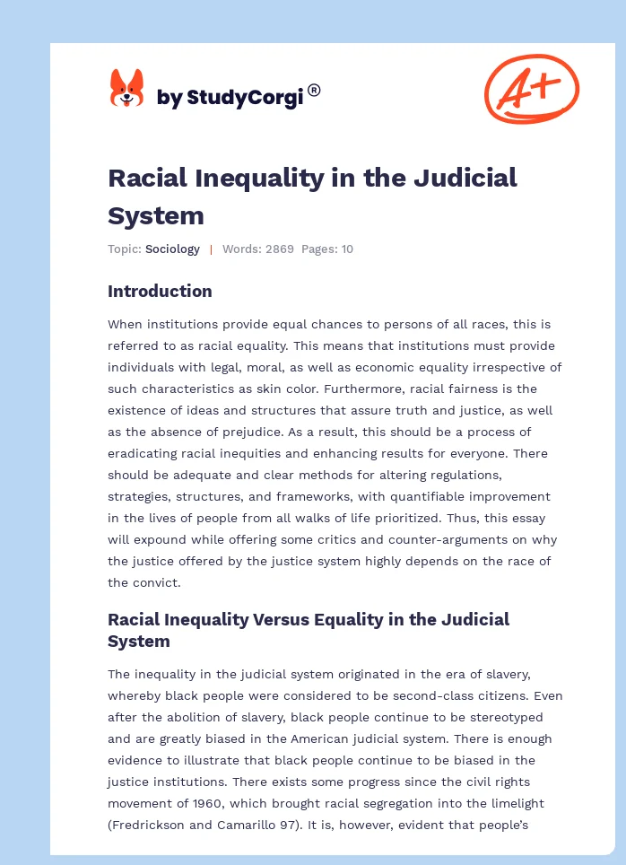 Racial Inequality in the Judicial System. Page 1