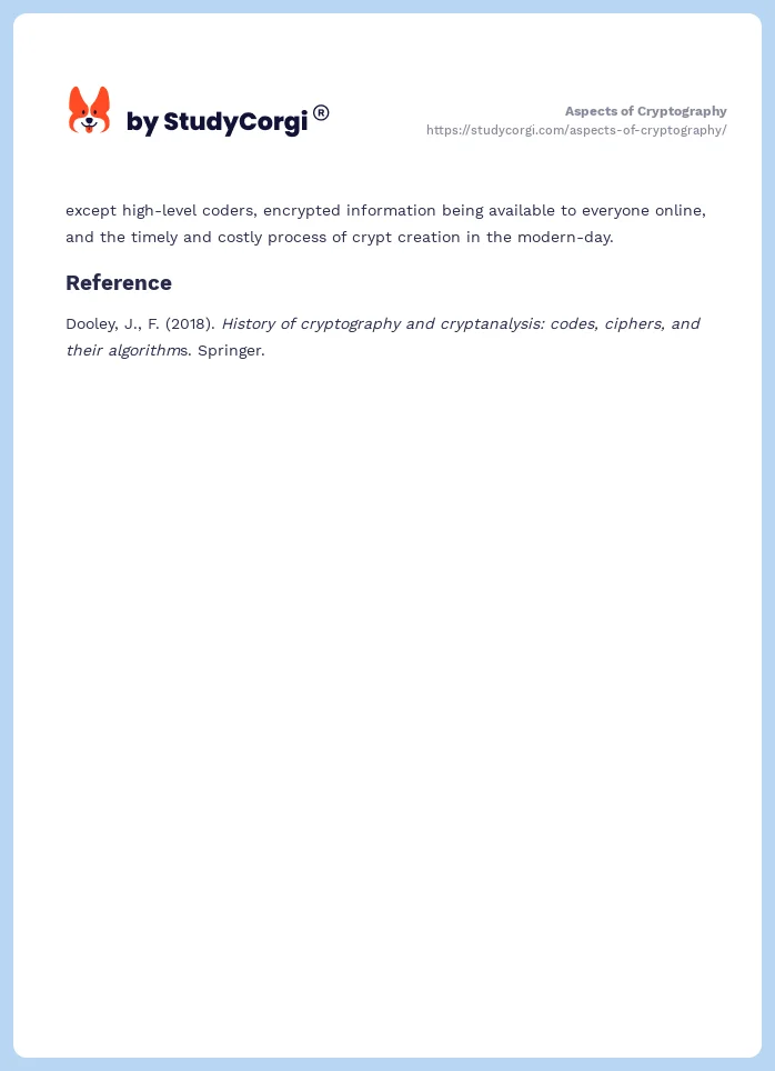Aspects of Cryptography. Page 2