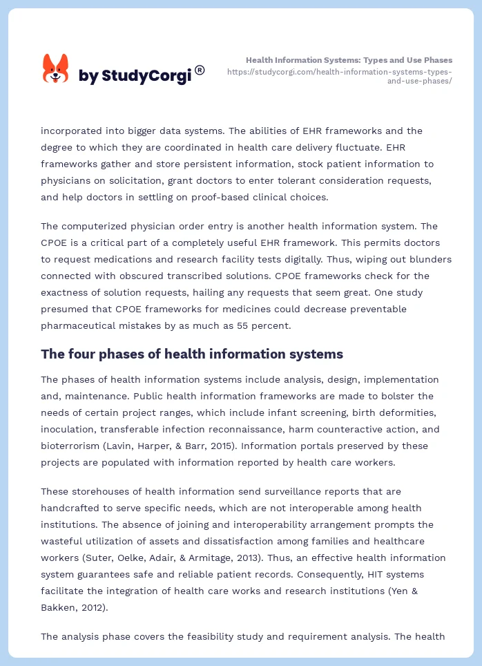 Health Information Systems: Types and Use Phases. Page 2