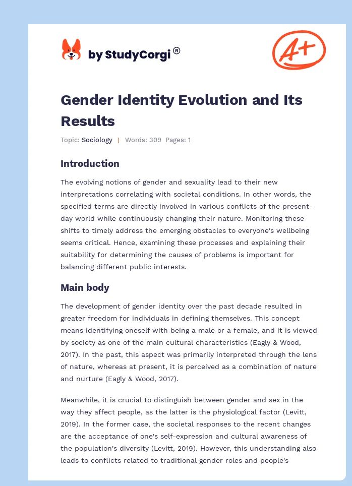 Gender Identity Evolution and Its Results. Page 1