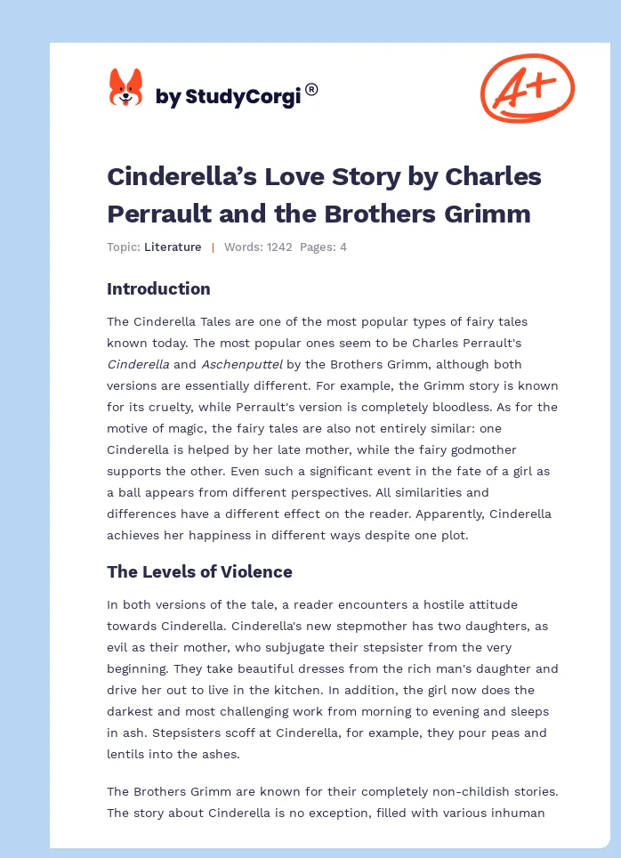 Cinderella’s Love Story by Charles Perrault and the Brothers Grimm. Page 1