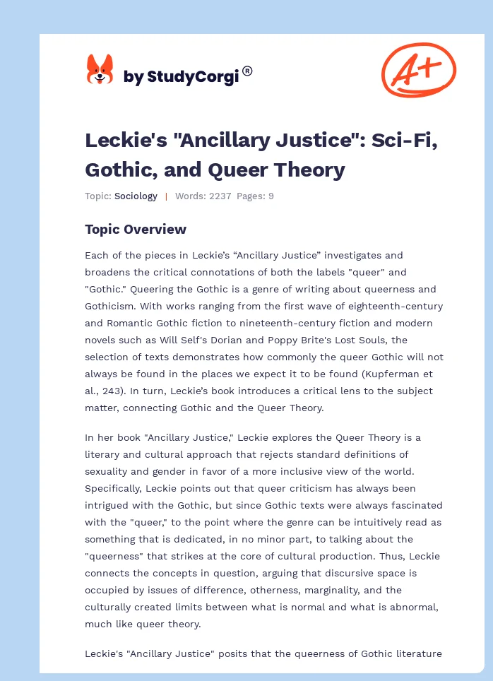 Leckie's "Ancillary Justice": Sci-Fi, Gothic, and Queer Theory. Page 1