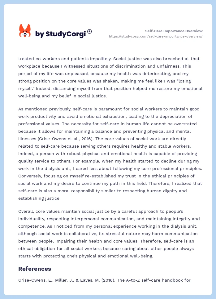 Self-Care Importance Overview. Page 2