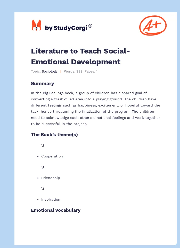 Literature to Teach Social-Emotional Development. Page 1
