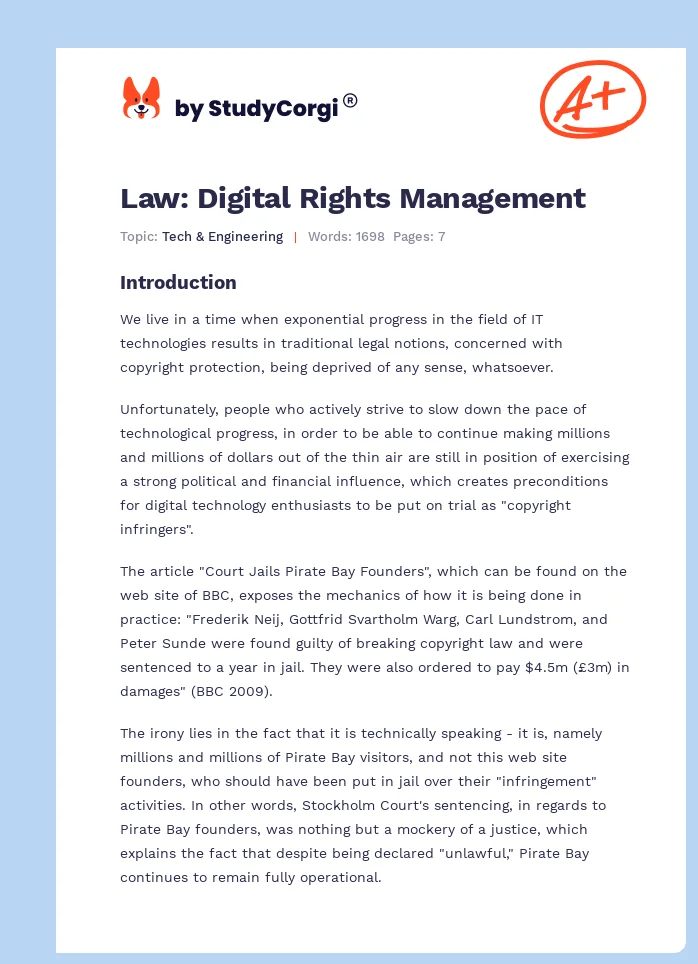 Law: Digital Rights Management. Page 1