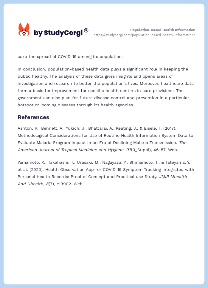 Population-Based Health Information. Page 2