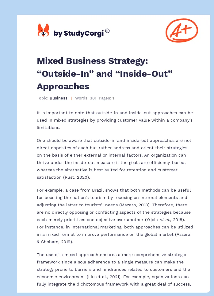 Mixed Business Strategy: “Outside-In” and “Inside-Out” Approaches. Page 1
