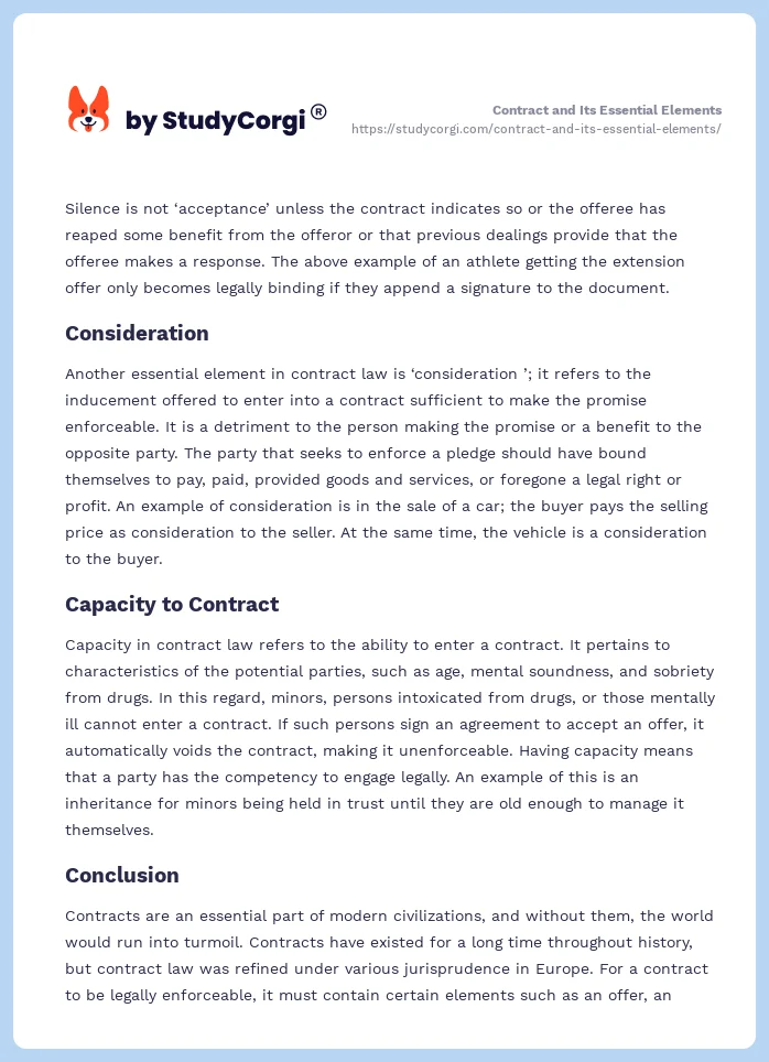 Contract and Its Essential Elements. Page 2