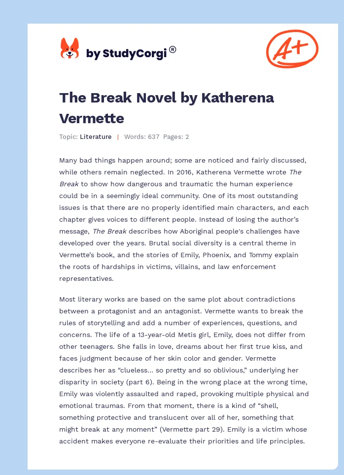 The Break Novel by Katherena Vermette. Page 1