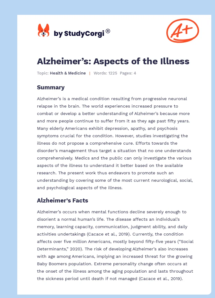 Alzheimer’s: Aspects of the Illness. Page 1
