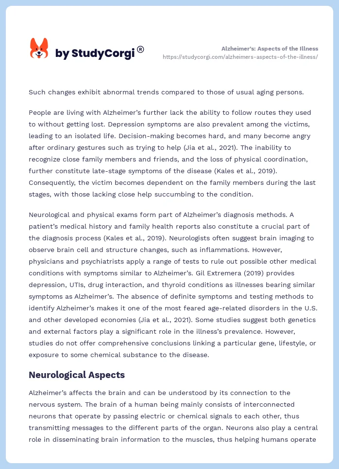 Alzheimer’s: Aspects of the Illness. Page 2
