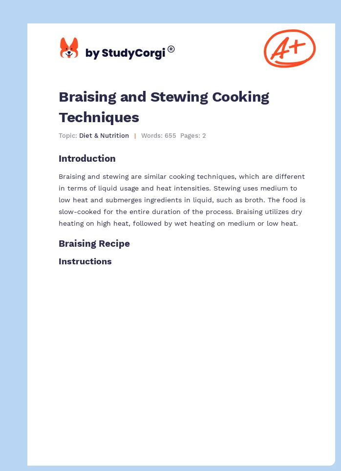 Braising and Stewing Cooking Techniques. Page 1