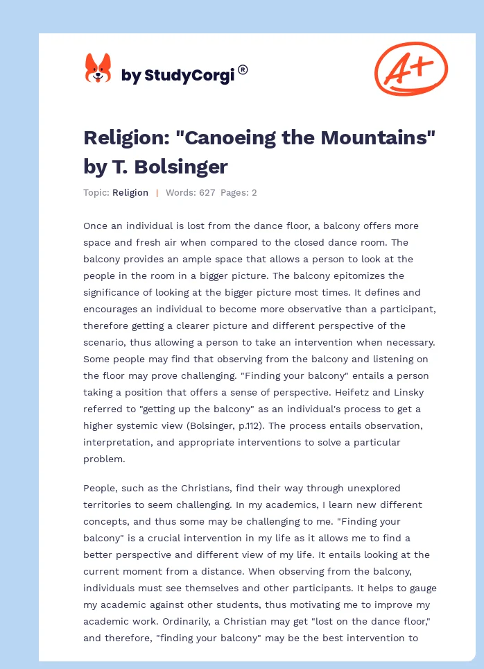 Religion: "Canoeing the Mountains" by T. Bolsinger. Page 1