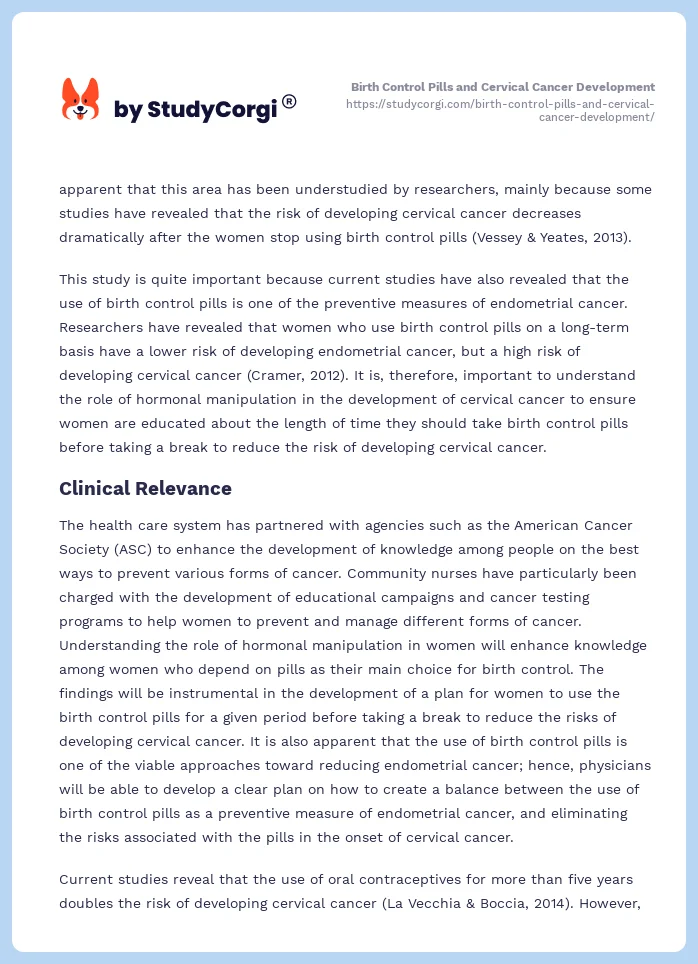 Birth Control Pills and Cervical Cancer Development. Page 2