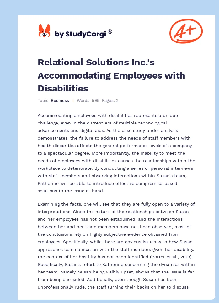 Relational Solutions Inc.'s Accommodating Employees with Disabilities. Page 1