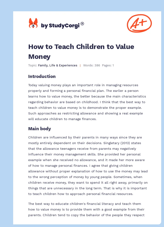 How to Teach Children to Value Money. Page 1