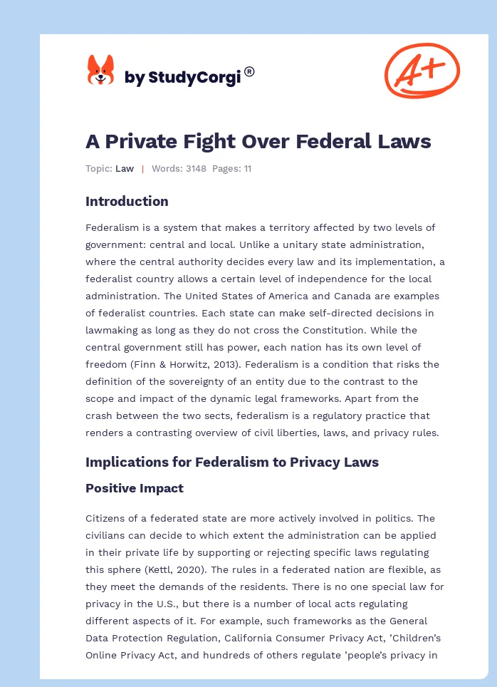 A Private Fight Over Federal Laws. Page 1