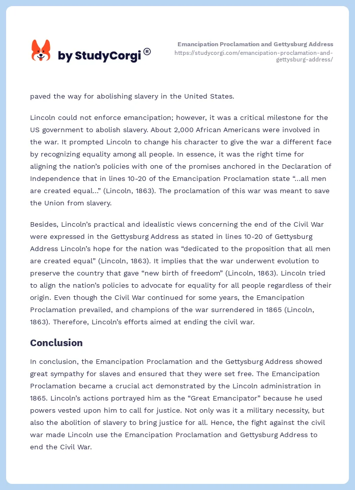 Emancipation Proclamation and Gettysburg Address. Page 2