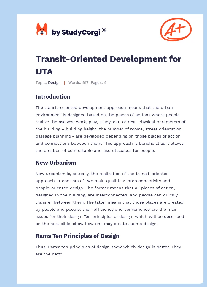 Transit-Oriented Development for UTA. Page 1