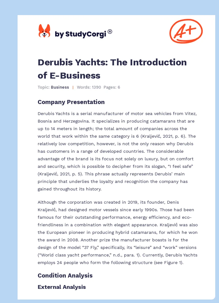 Derubis Yachts: The Introduction of E-Business. Page 1