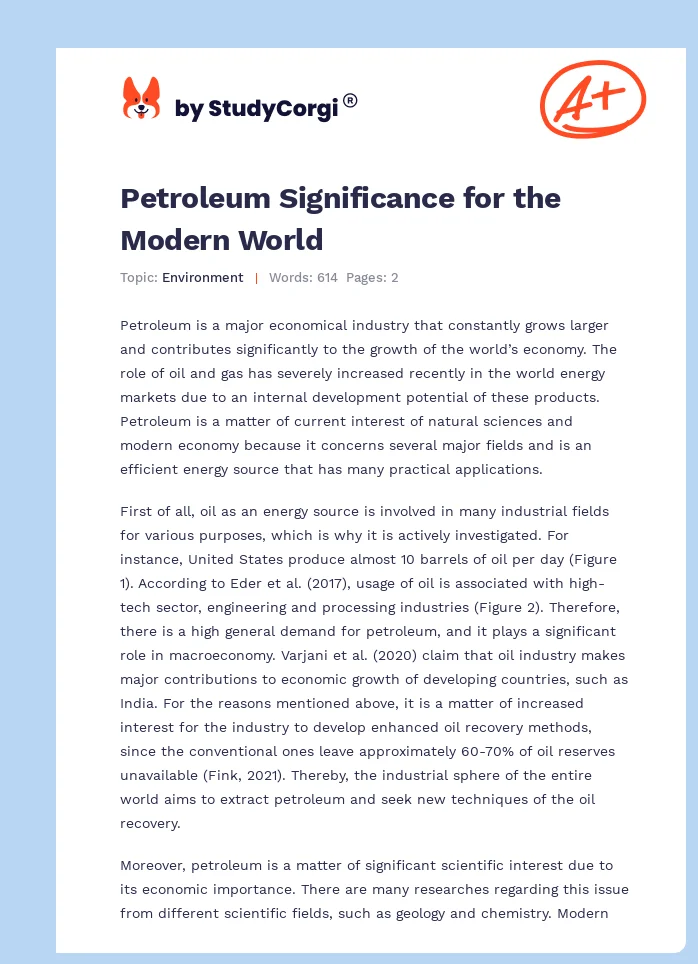Petroleum Significance for the Modern World. Page 1