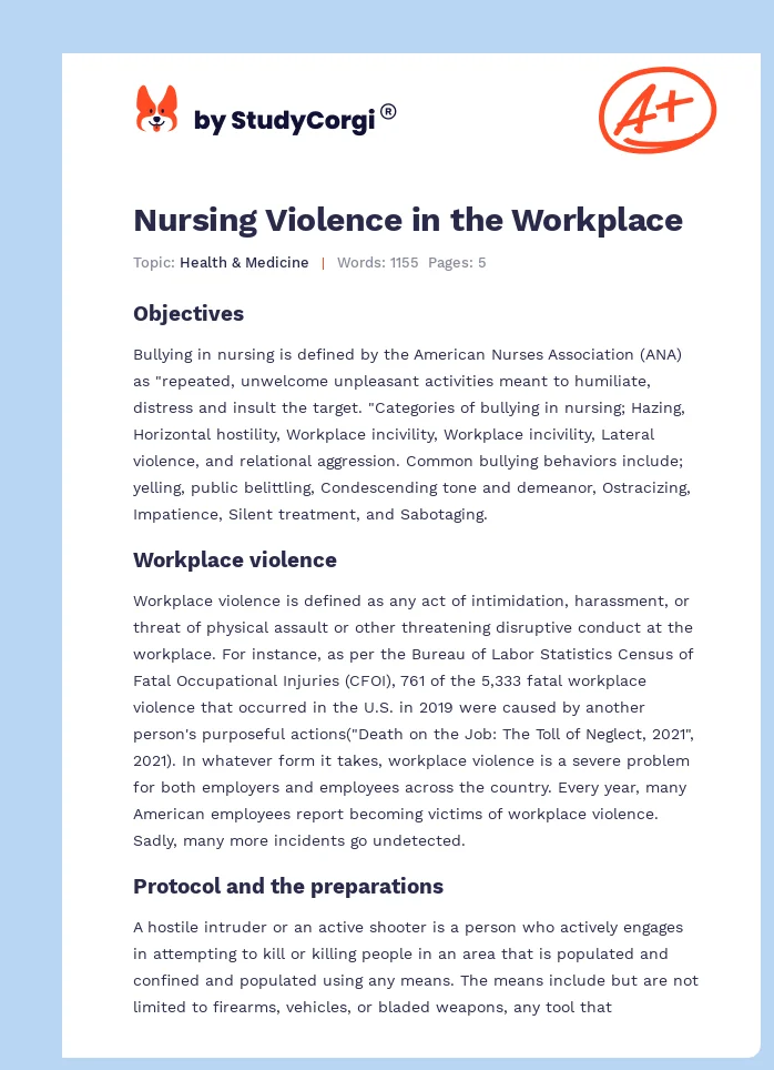 Nursing Violence in the Workplace. Page 1