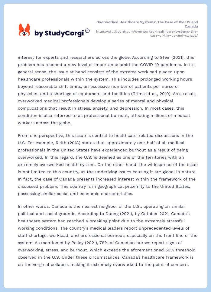 Overworked Healthcare Systems: The Case of the US and Canada. Page 2