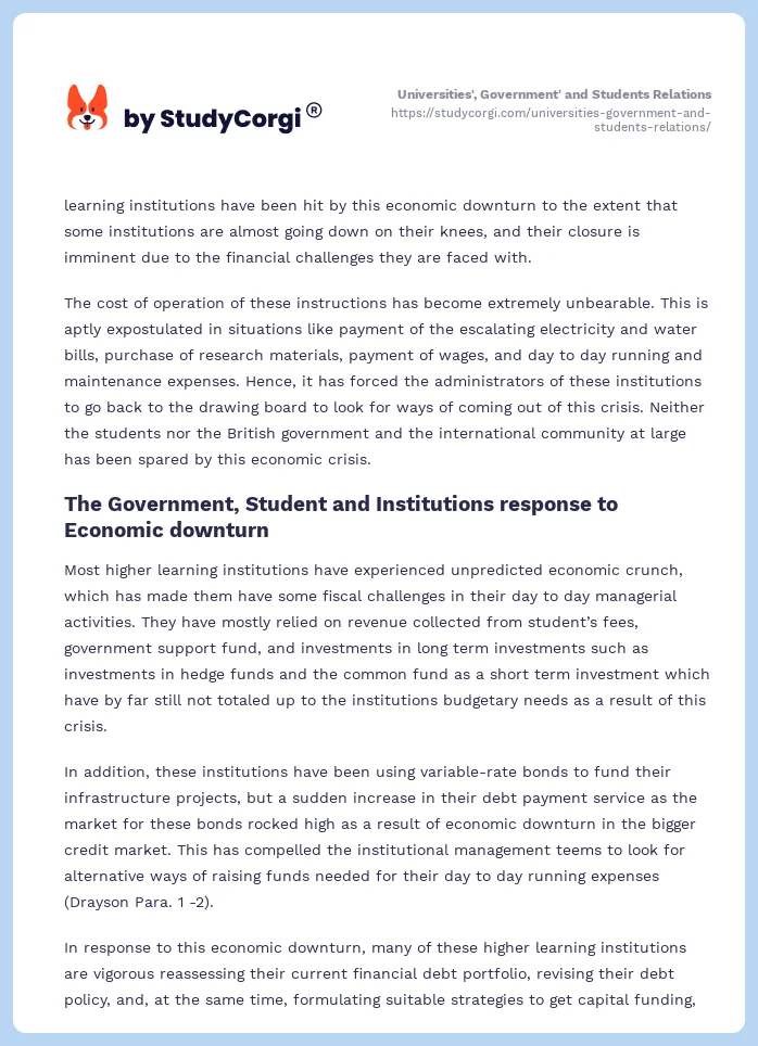 Universities', Government' and Students Relations. Page 2